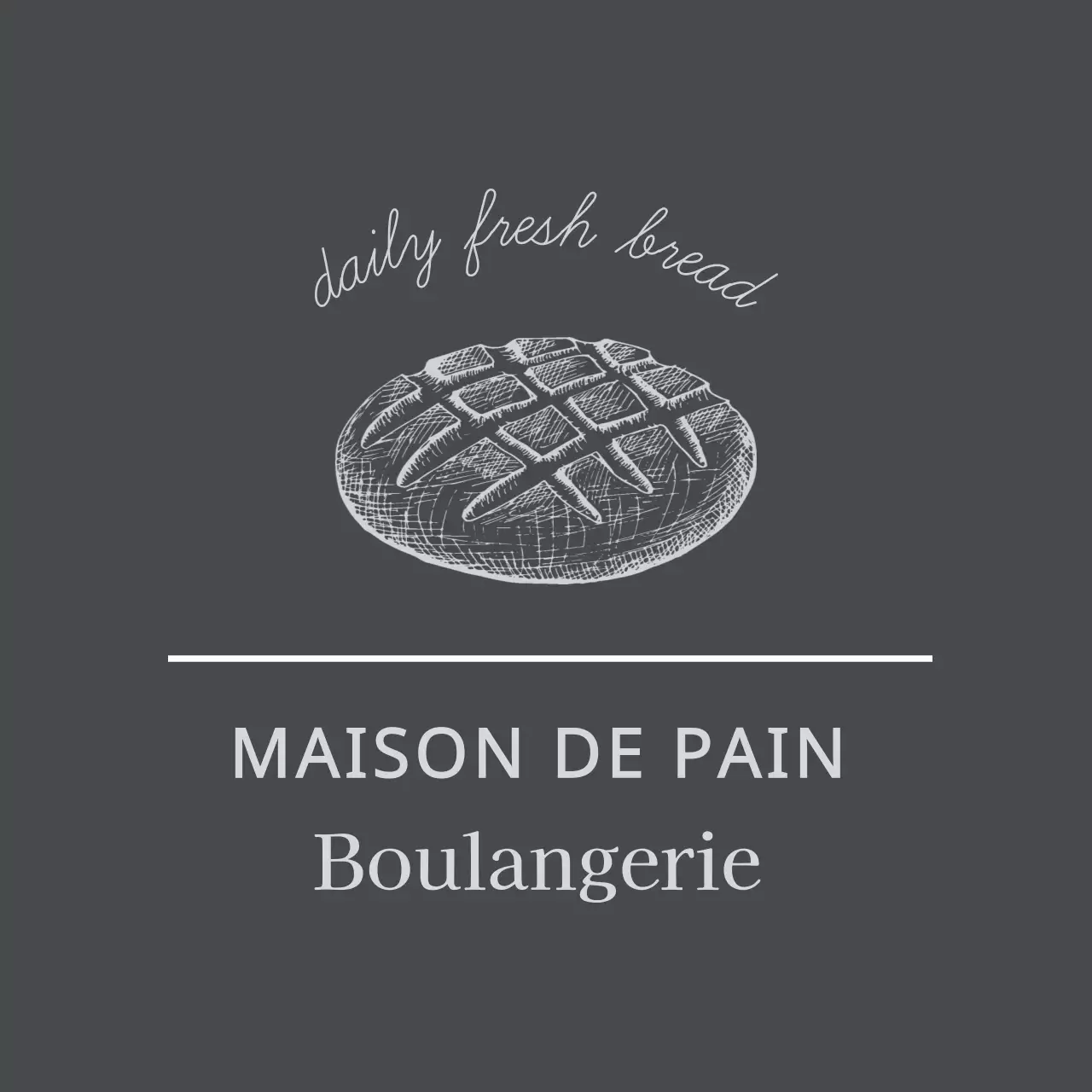 Etiquette de boulangerie vintage avec illustration gris foncé