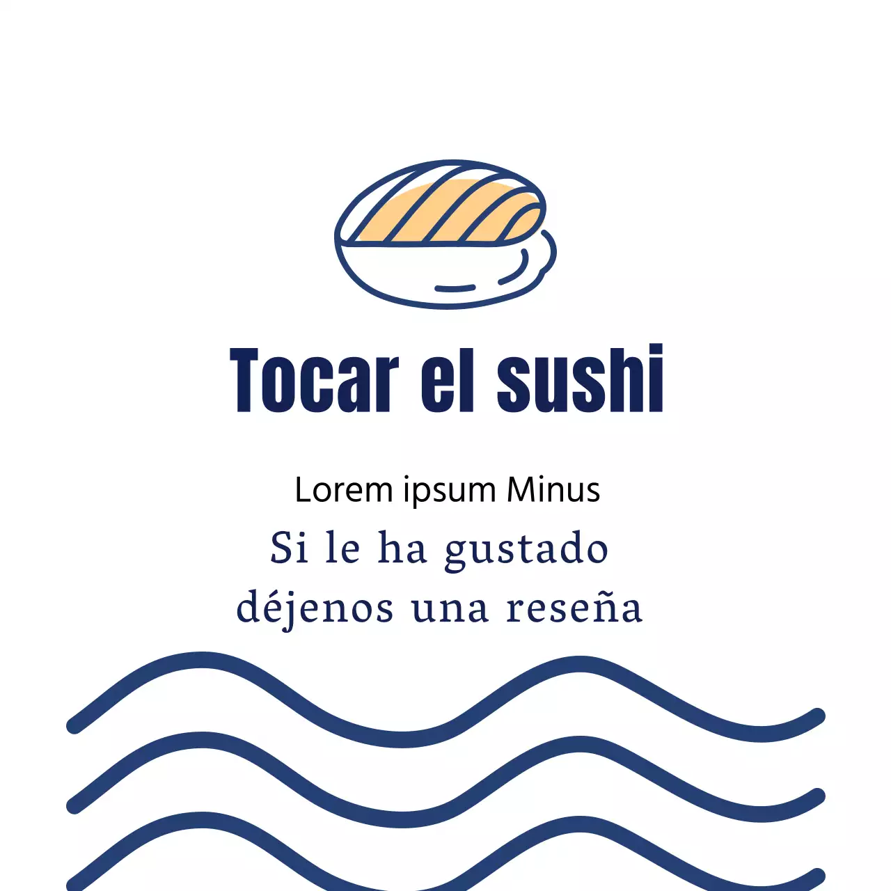 Ilustración azul sencilla etiqueta restaurante sushi
