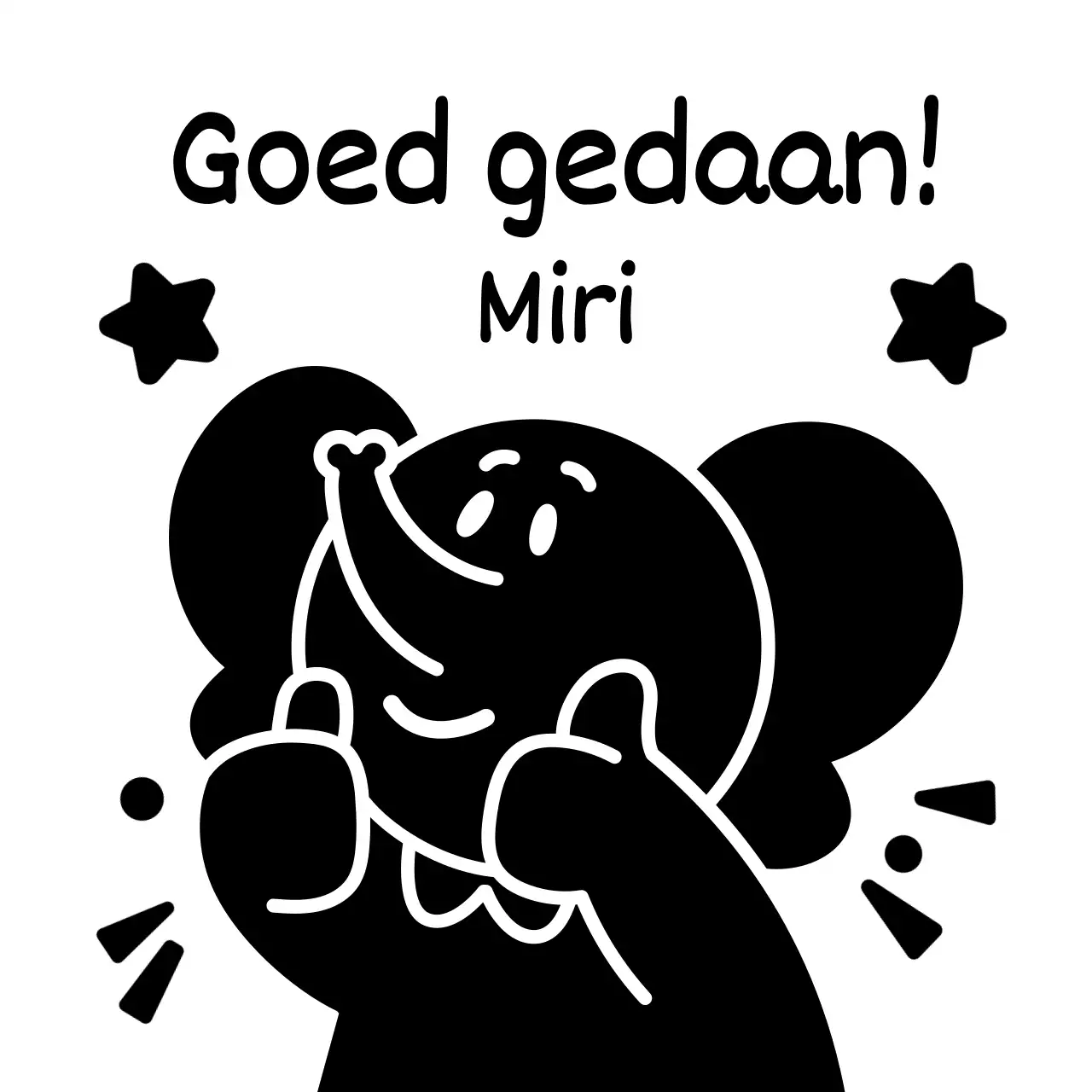 Compliment stempel met een schattig zwart dierenfiguur