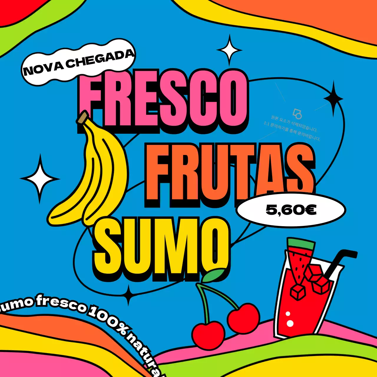 Promoção de um novo café de sumos de fruta fresca com um conceito pop art kitsch