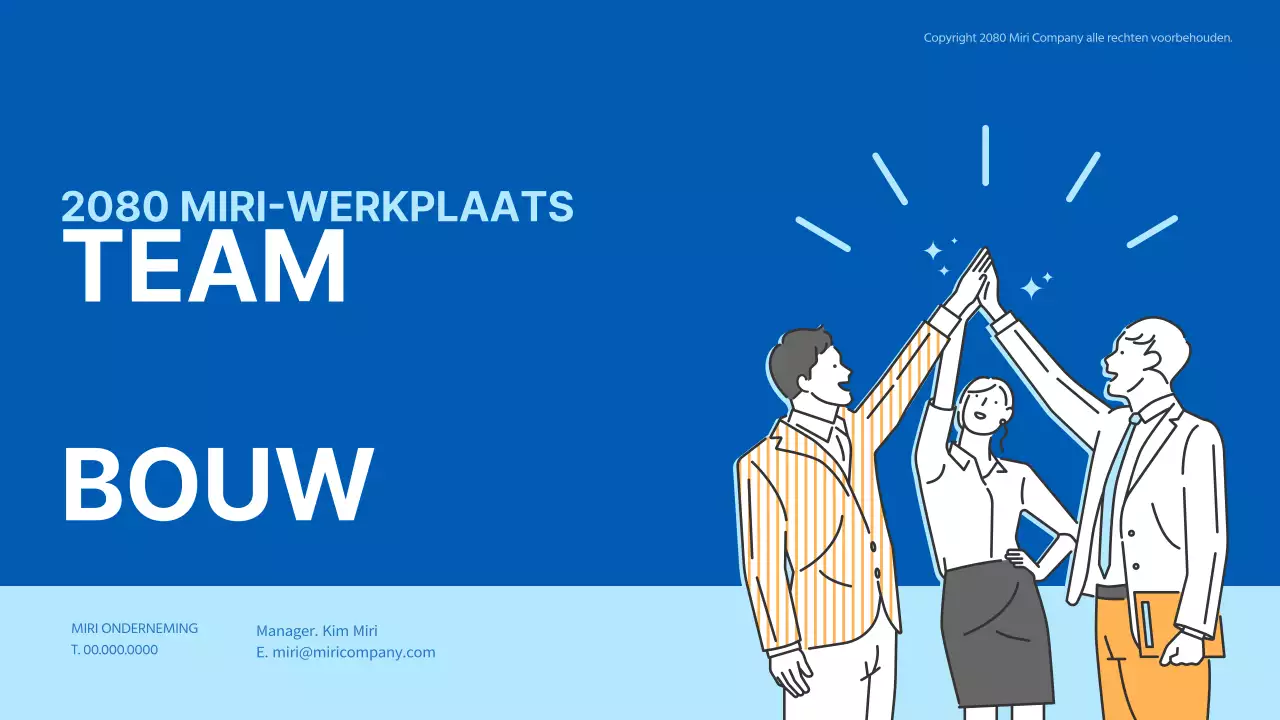 Teambuildingworkshop met illustraties in blauw en geel