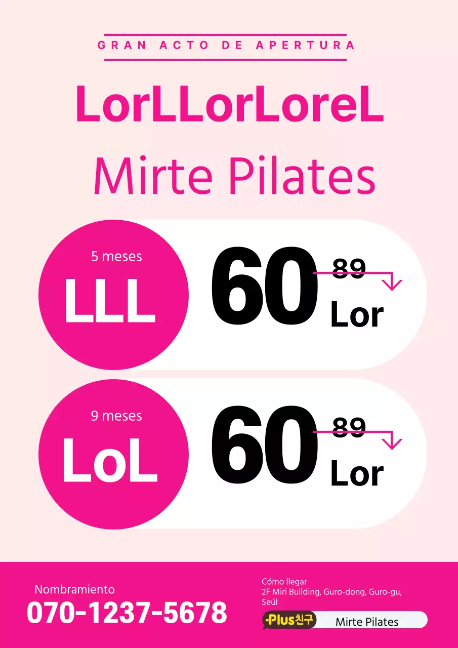 A la venta una escuela de Pilates rosa y azul, limpia y ordenada