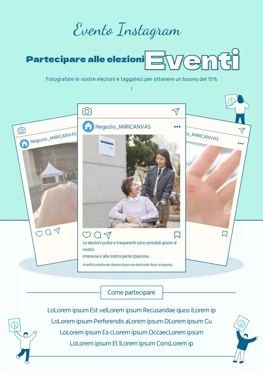 Un manifesto elettorale pulito, alla menta, in stile social media, che incoraggia le persone a votare alle elezioni.