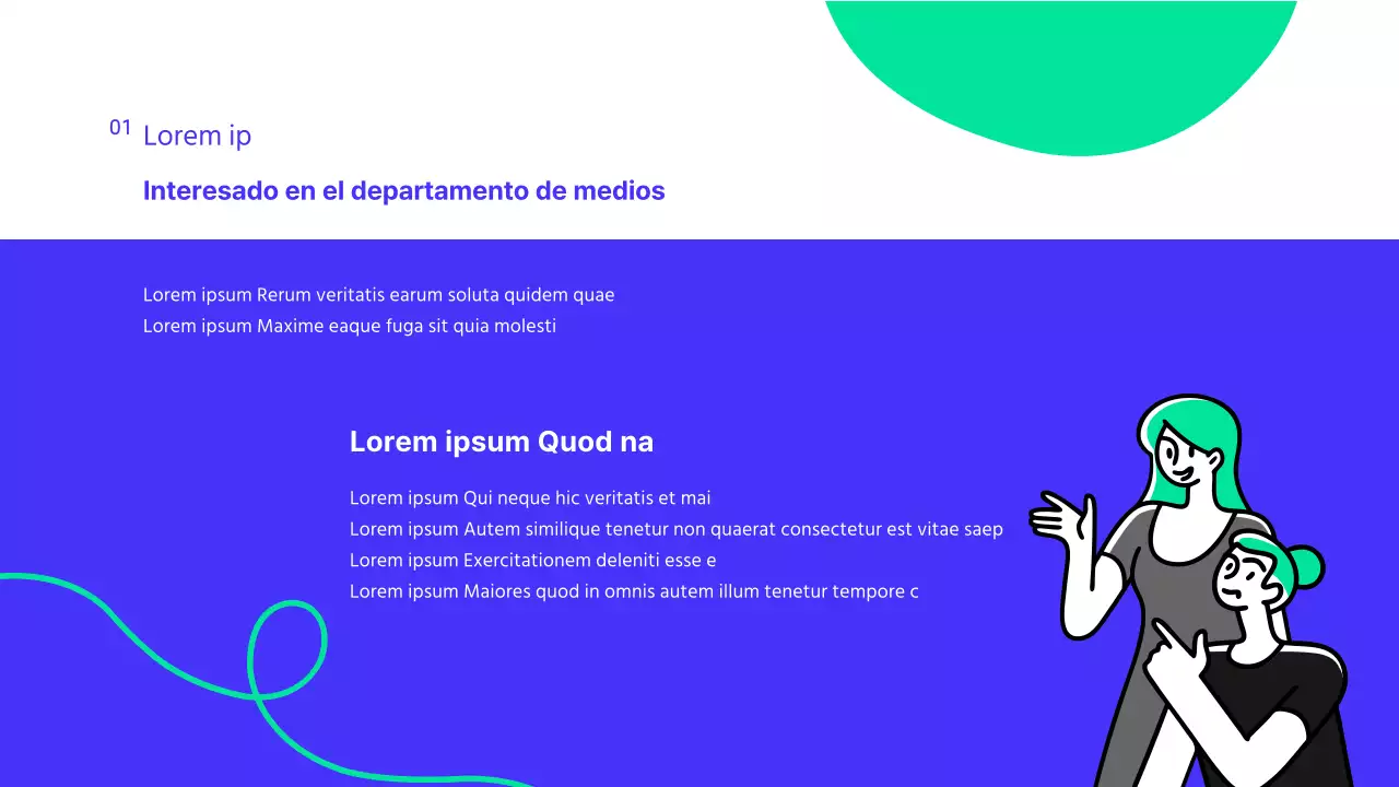 Una moderna presentación en azul y blanco del departamento de relaciones públicas de la universidad