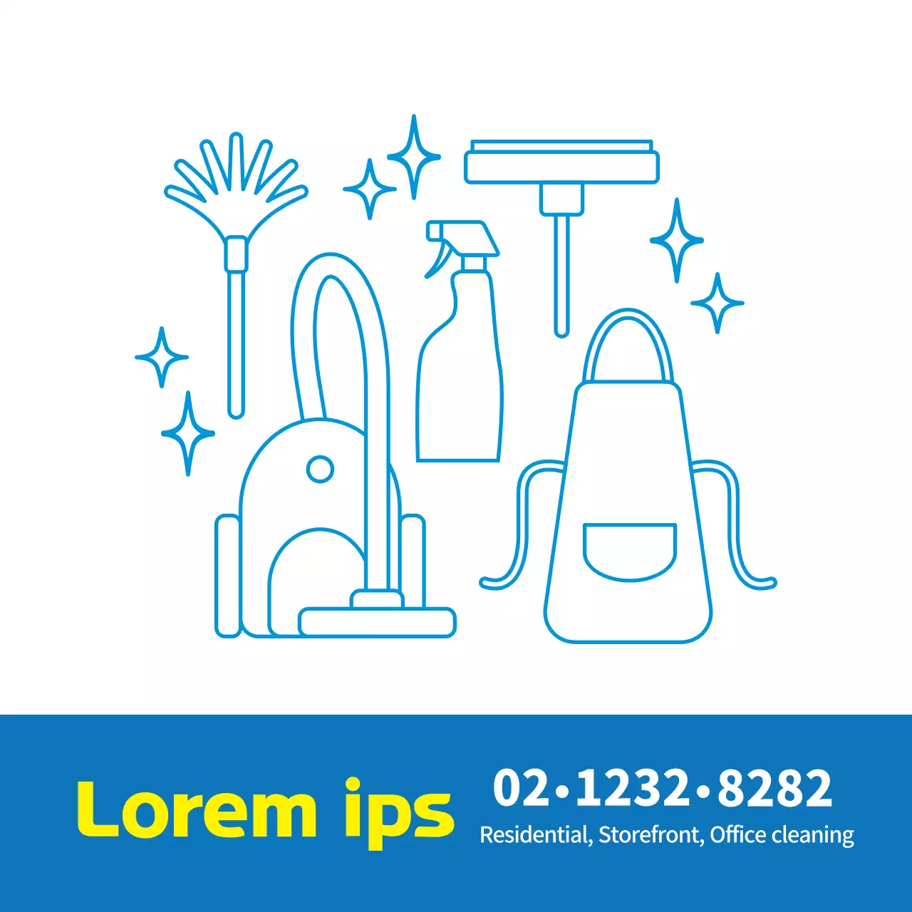 Ilustração púrpura Promoção de um serviço de limpeza doméstica