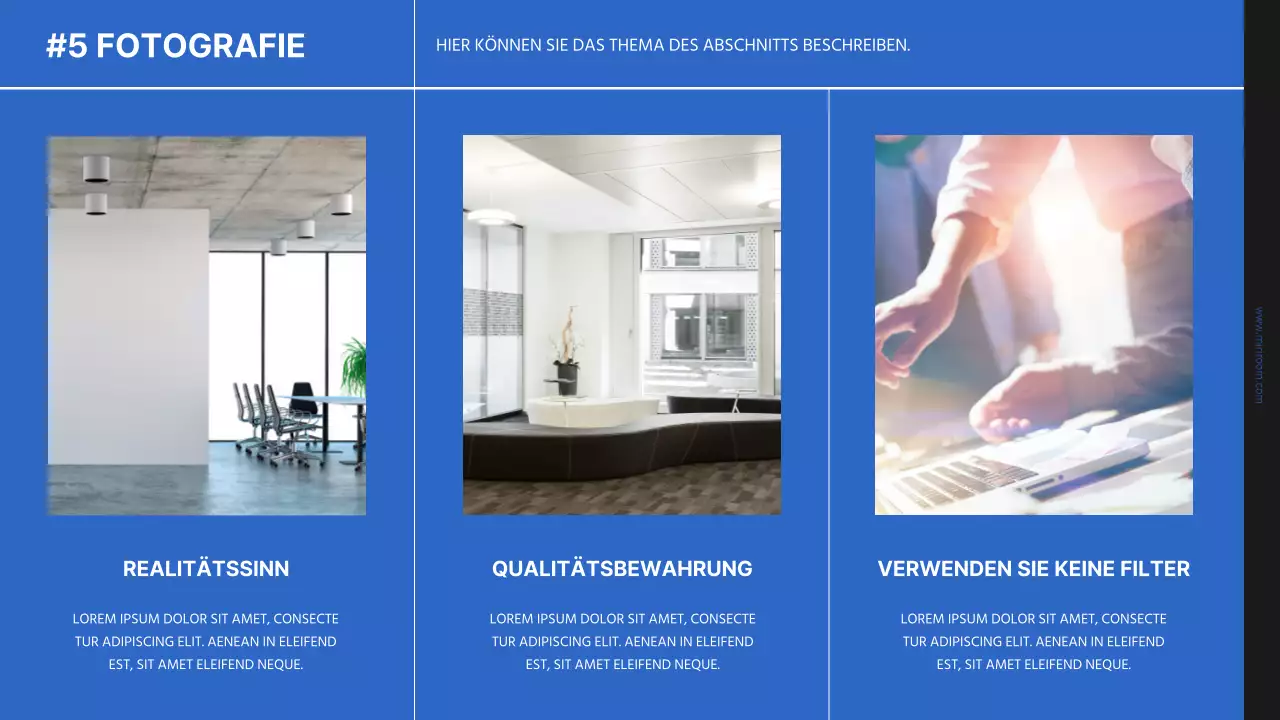 Einfache Branding-Präsentation in Blau und Schwarz