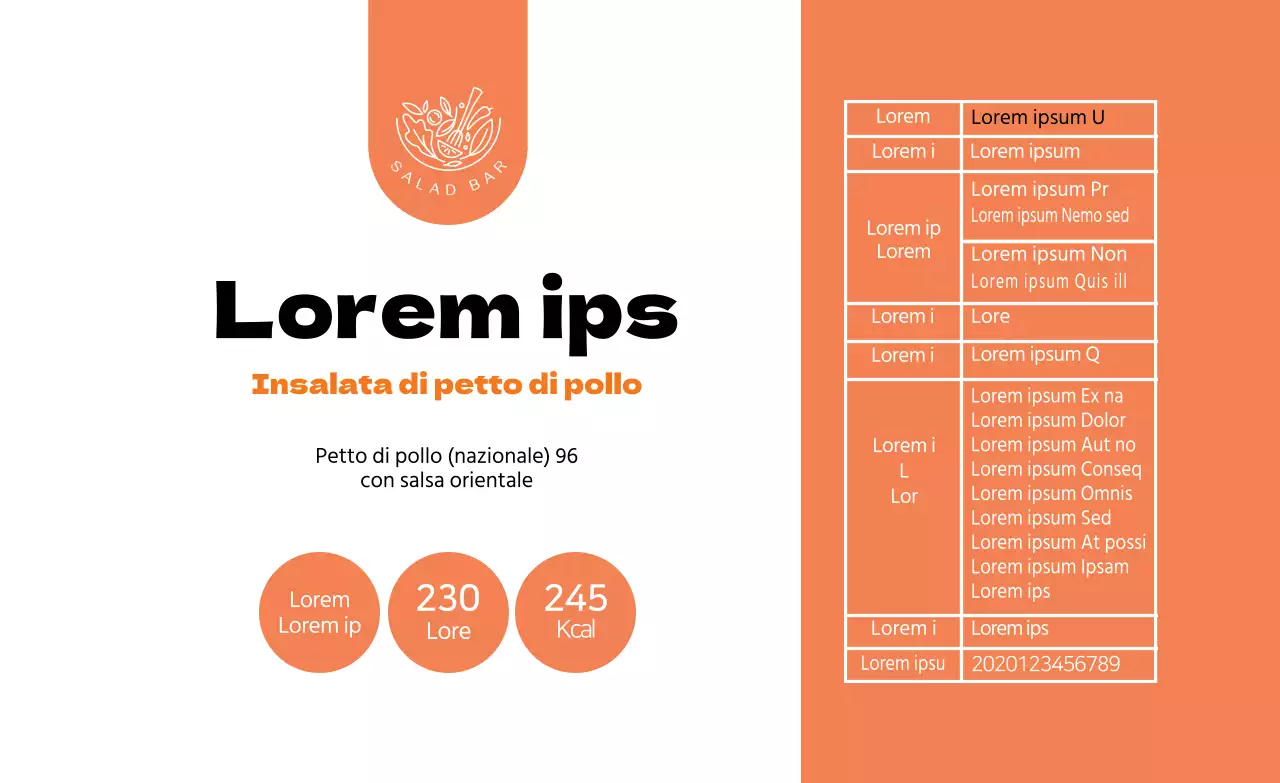 Etichette illustrate arancioni per l'insalata