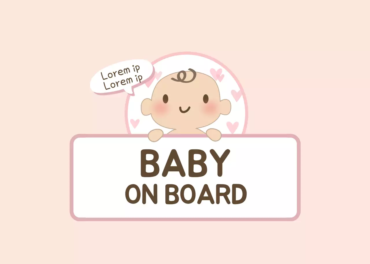 Pink white cute illustration with a child riding