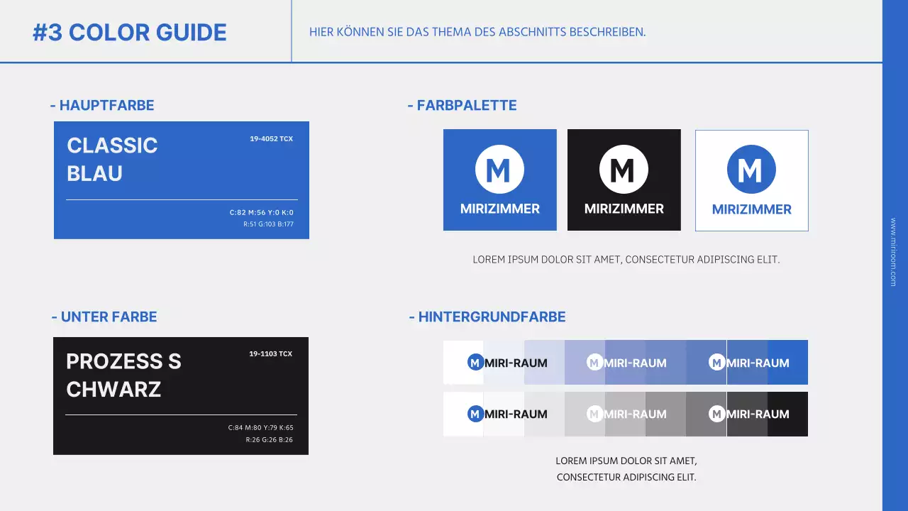 Einfache Branding-Präsentation in Blau und Schwarz