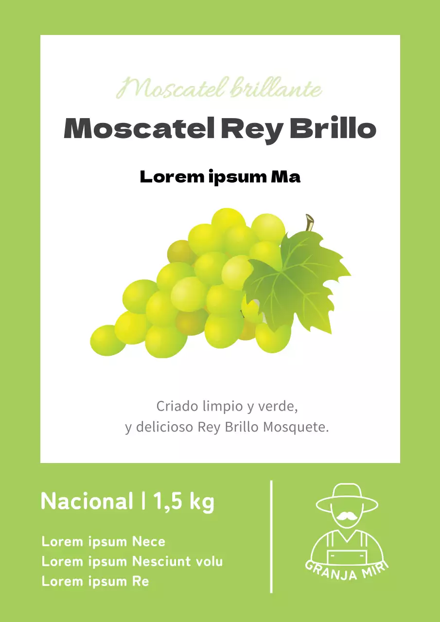 Cartel de diseño de etiqueta moscatel de brillo simple en verde lima