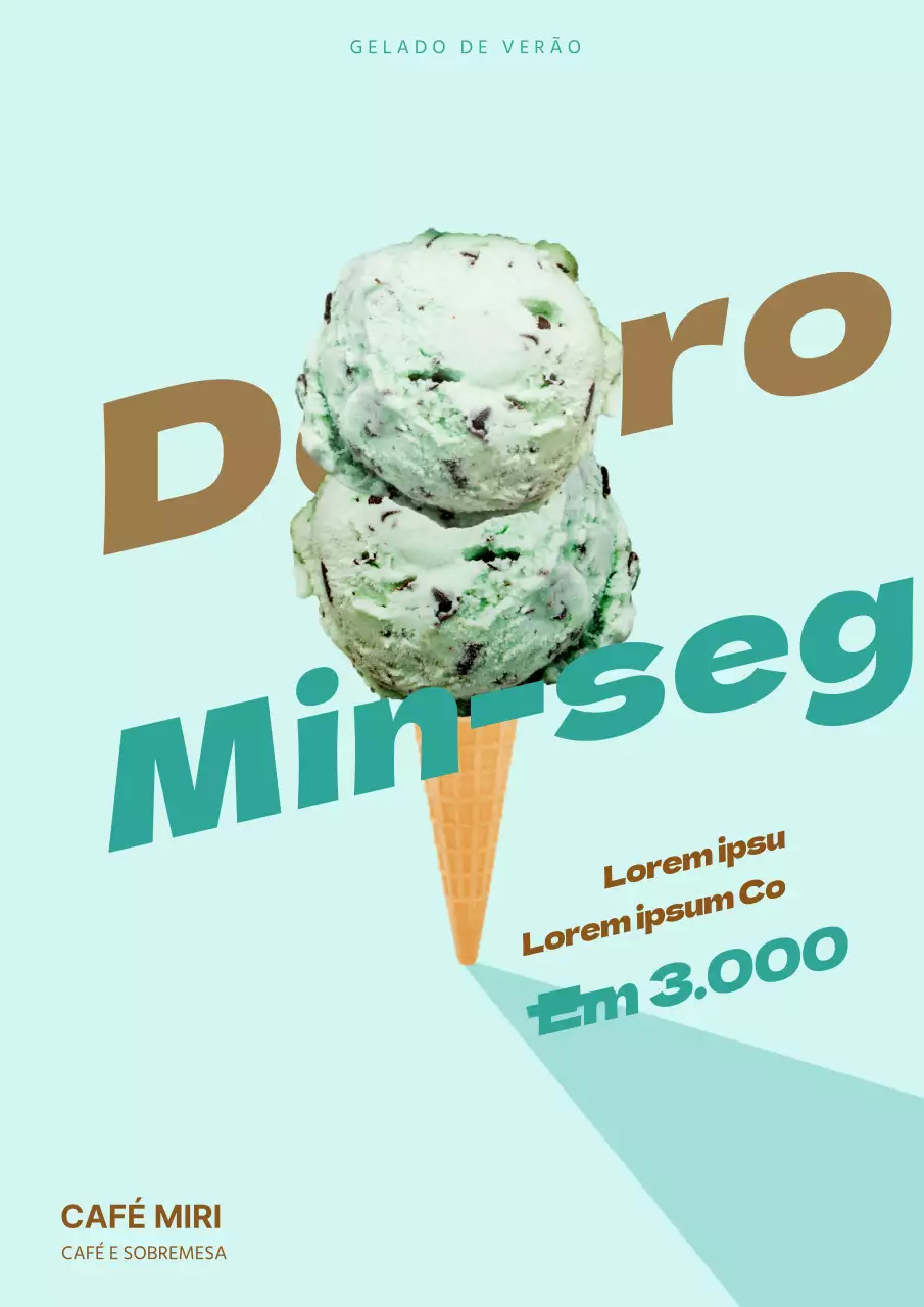 Um cartaz promocional simples de um menu de gelado de menta em azul claro.