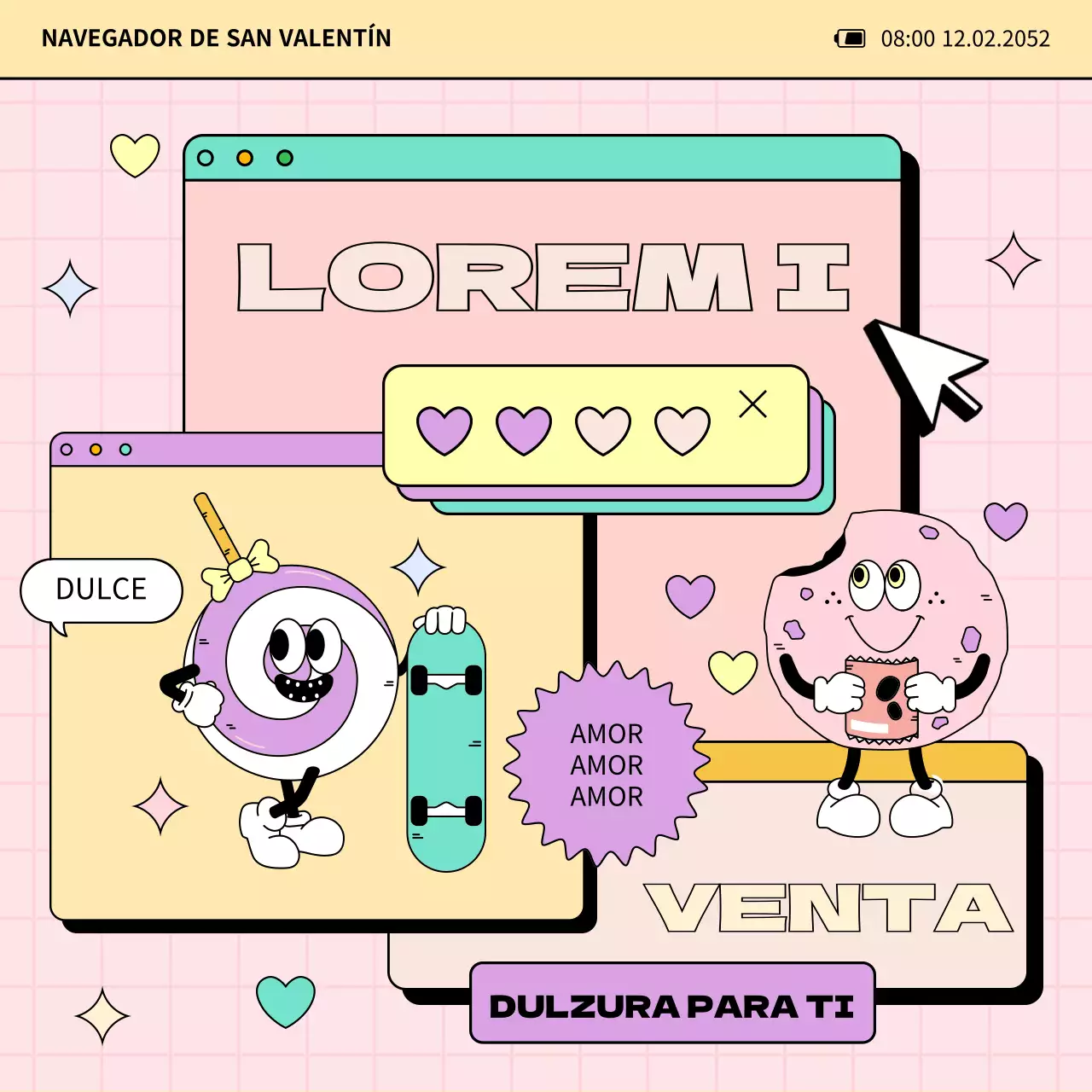 Promociona una venta kitsch del Día Blanco en rosa y amarillo