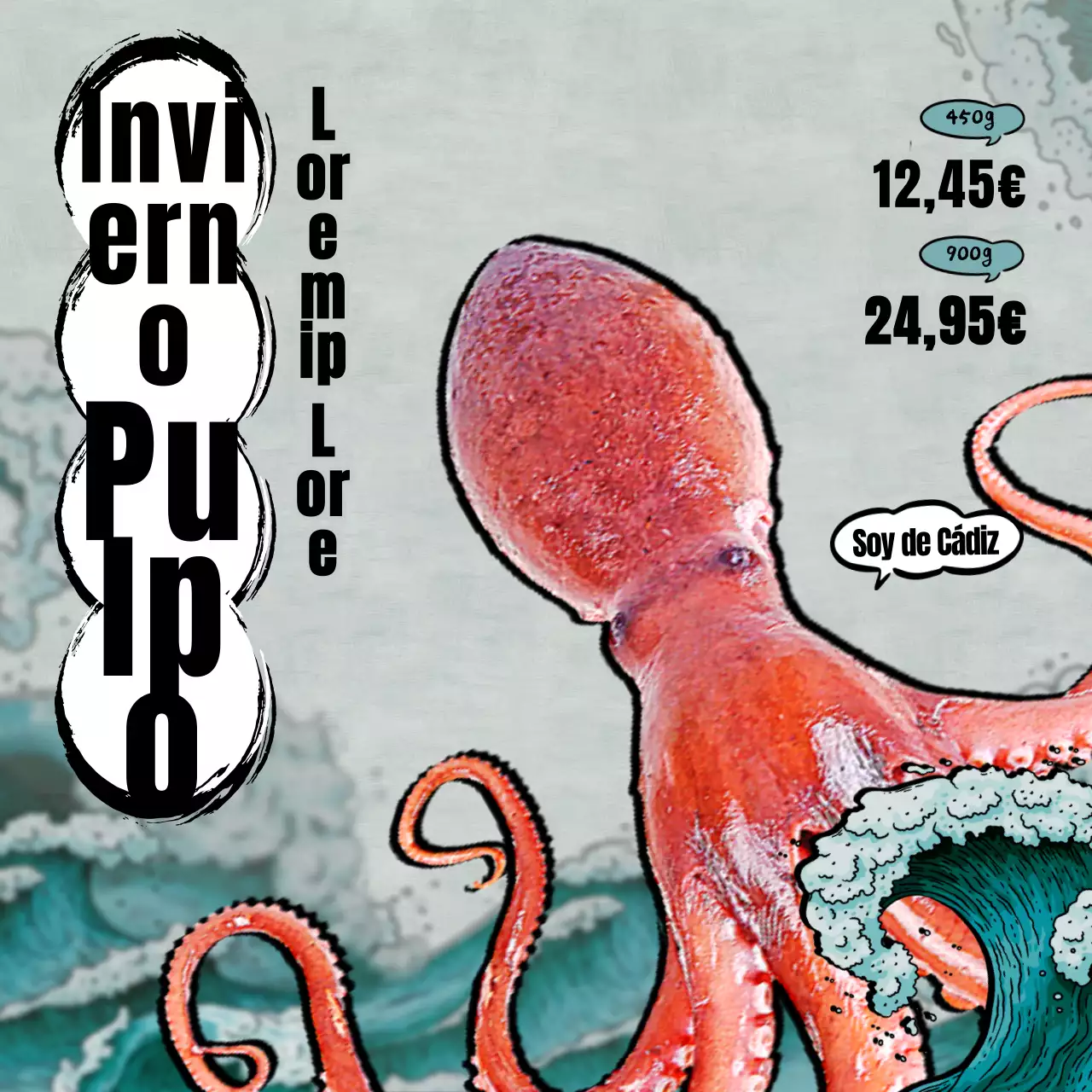 Sashimi en el mar azul Pulpo de temporada de invierno