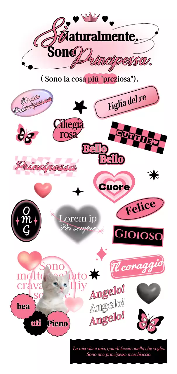 Design di testo con elementi concettuali teenager neri e rosa