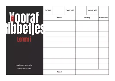 Eenvoudig concept bestelformulier restaurant in zwart-wit