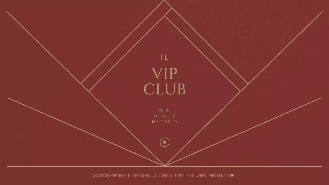 Un lussuoso club VIP di grandi magazzini in rosso e blu marino