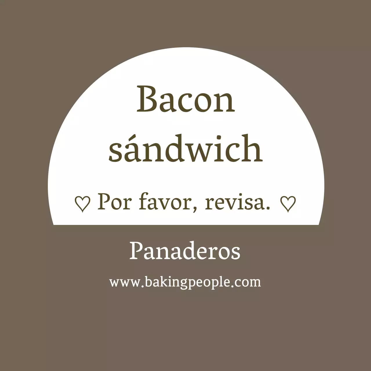 letras marrones resaltar comida sencilla sándwich de bacon etiqueta panadería