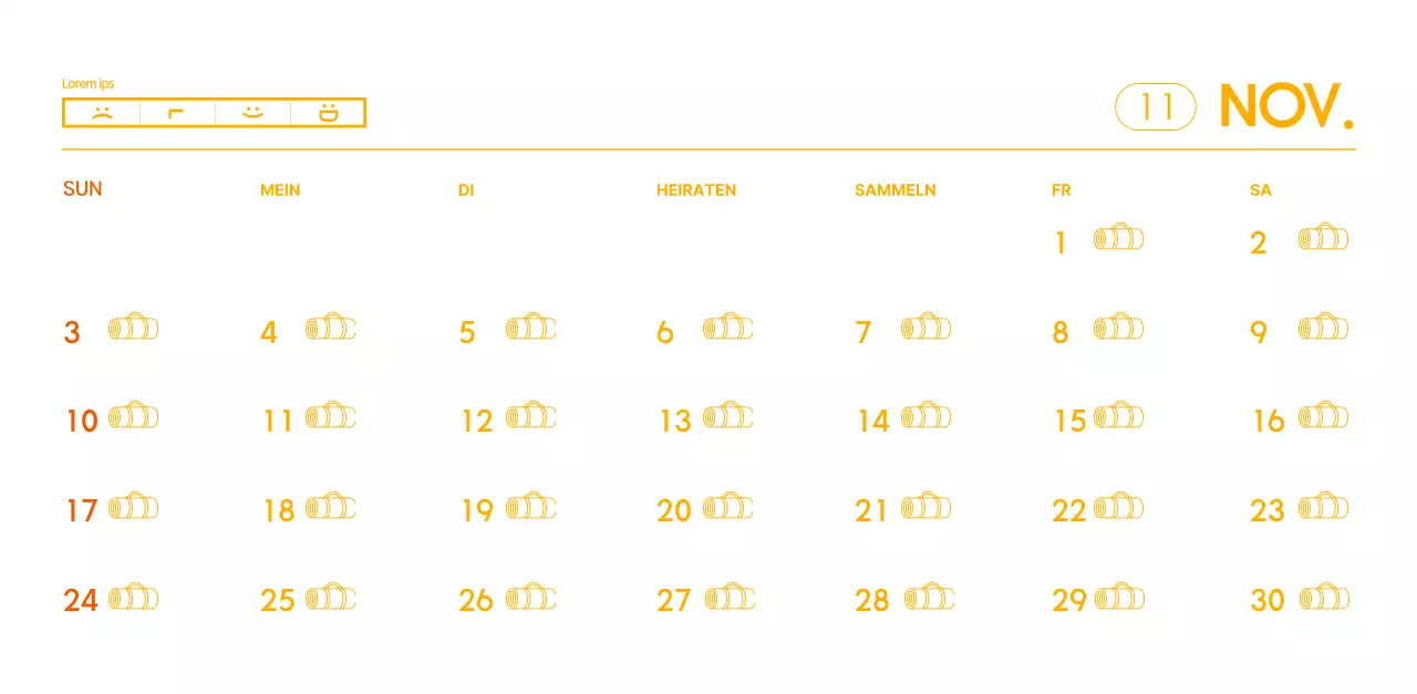 Orangefarbene Kalender zum Verschenken bei der Werbung für Ihr Yogastudio