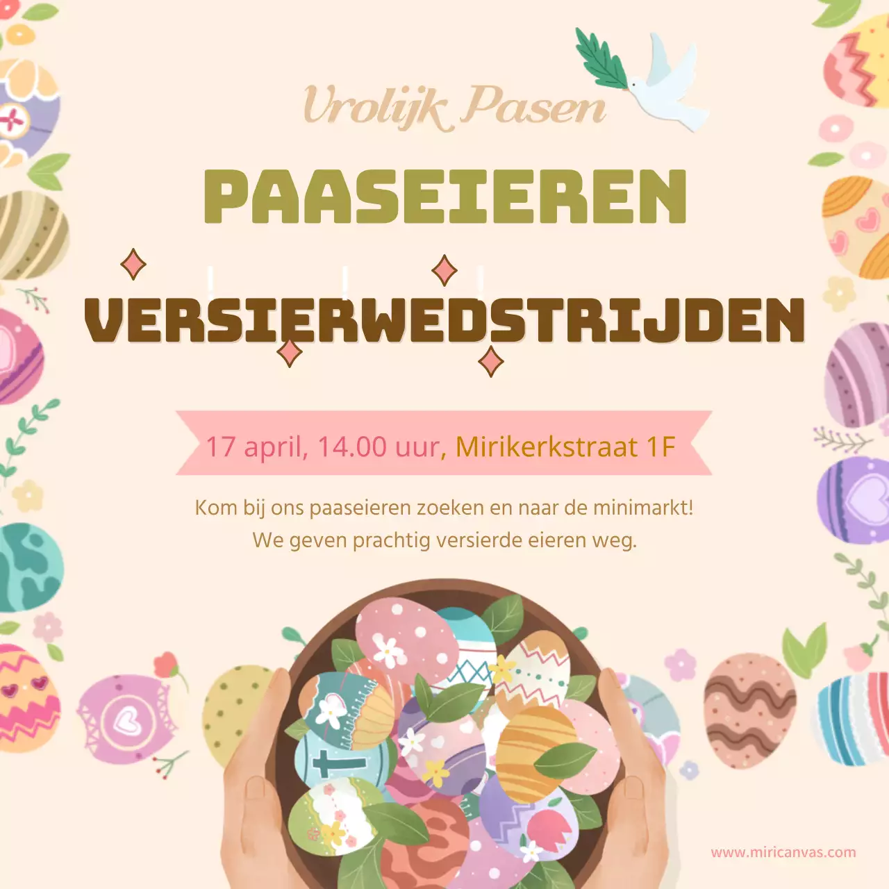 Paasdecoratiewedstrijd kerk promotiethema in beige