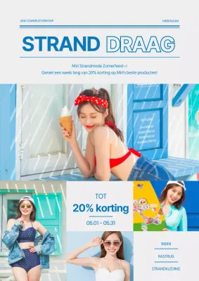 Stijlvolle promotieposter voor zomerevenementen in blauw