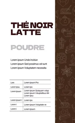 Etiquette de thé noir en poudre avec illustration brune