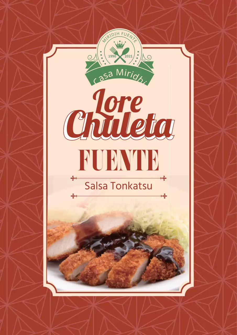 Etiquetas de salsa Tonkatsu con motivos de colores