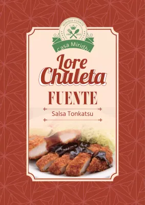 Etiquetas de salsa Tonkatsu con motivos de colores