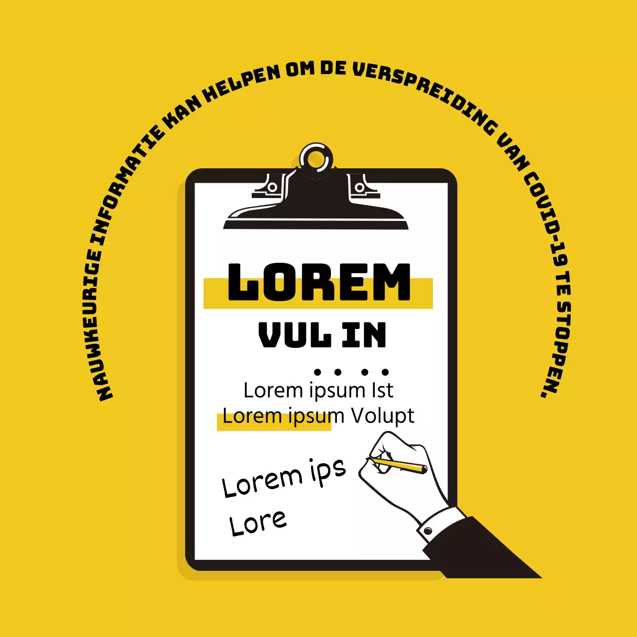 Nette gele geïllustreerde coronavirus sign-in labels