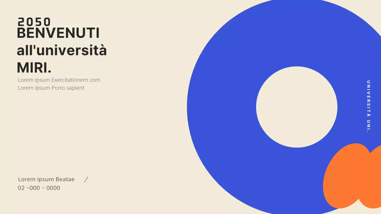 Una presentazione di orientamento con un design di tendenza, accentuato da colori vivaci.