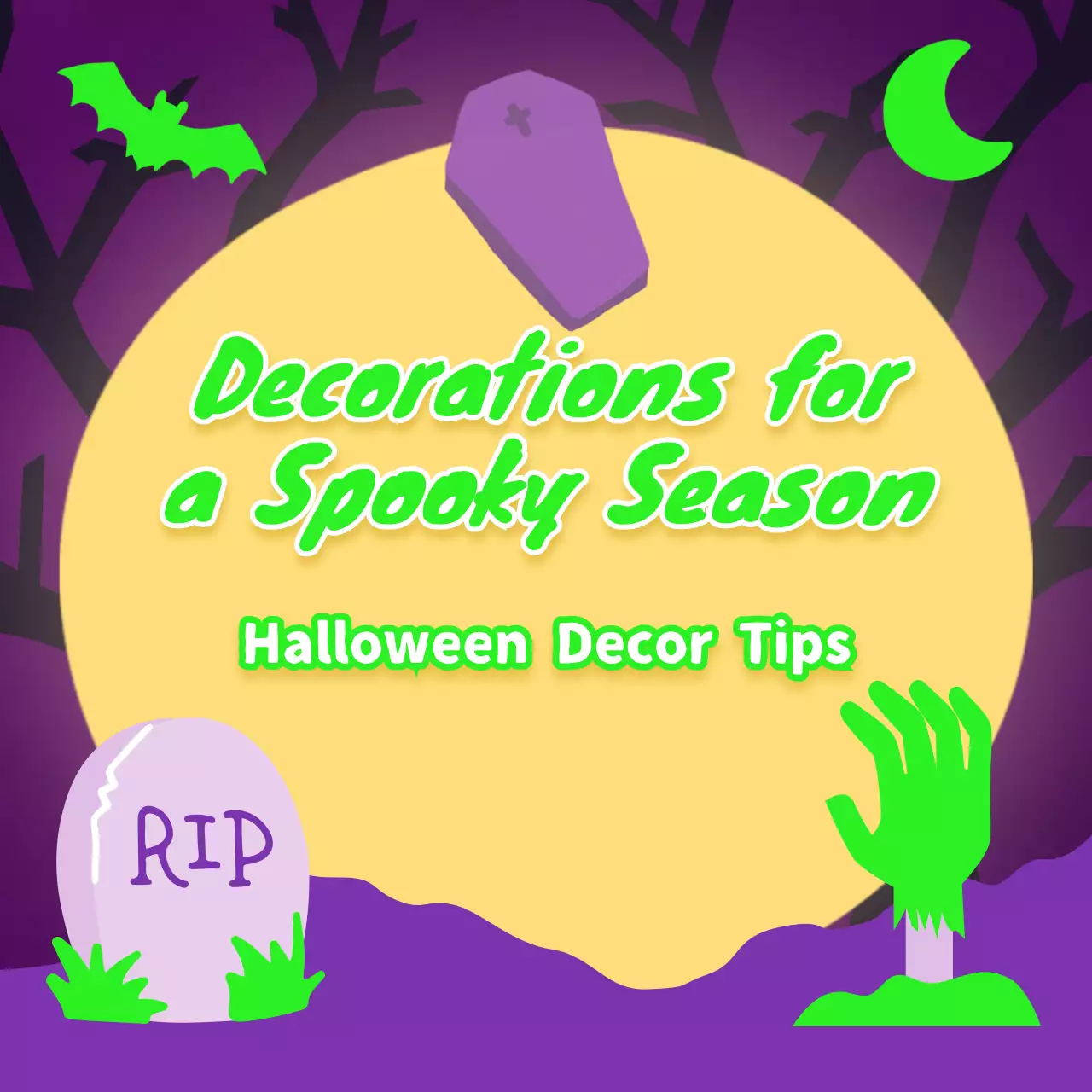 Purple Retro Halloween Announcement Social Media Post
