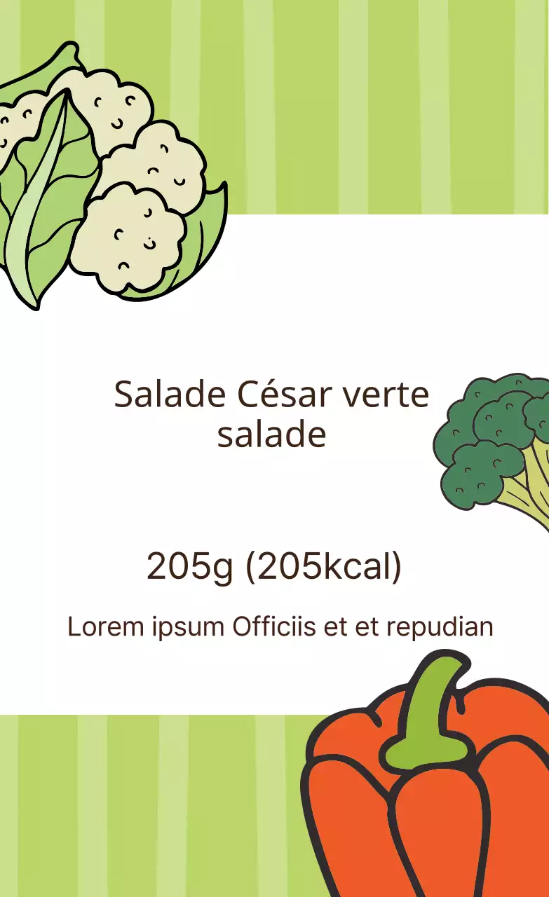 Étiquette illustrée verte orange pour l'emballage des salades