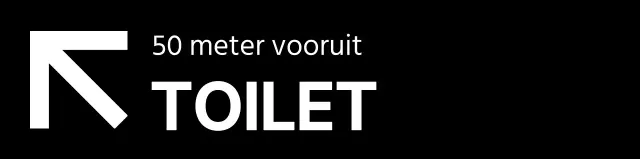 Eenvoudige zwart-wit stijl met moderne toiletpictogrammen en tekstaanwijzingen