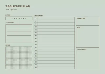 Einfaches Konzept Tagesplaner in hellgrün