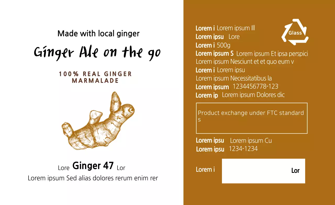 Brown Illustration Food Ginger Sauce Detailed Label