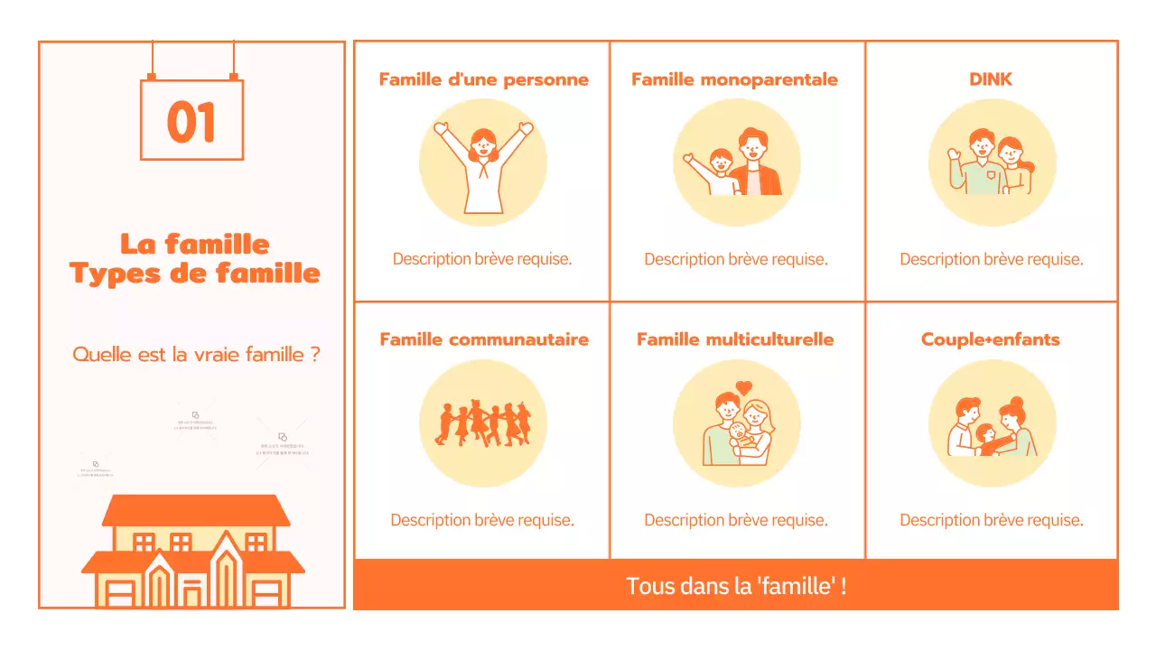 Programme de culture familiale avec de jolies illustrations orange