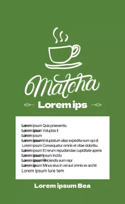 Étiquette illustrée de poudre de matcha latte vert lime