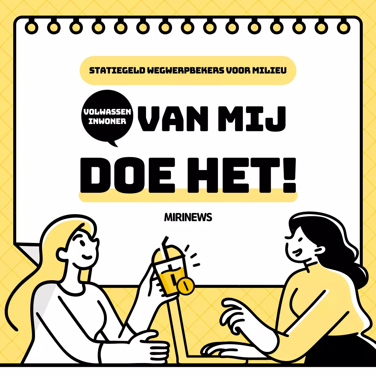 Geel en zwart illustratieconcept wegwerpbeker statiegeldsysteem