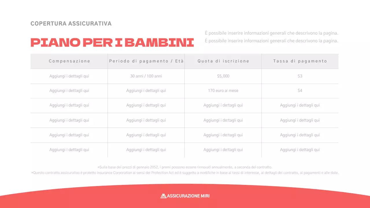 Simpatica proposta di assicurazione per bambini in rosa