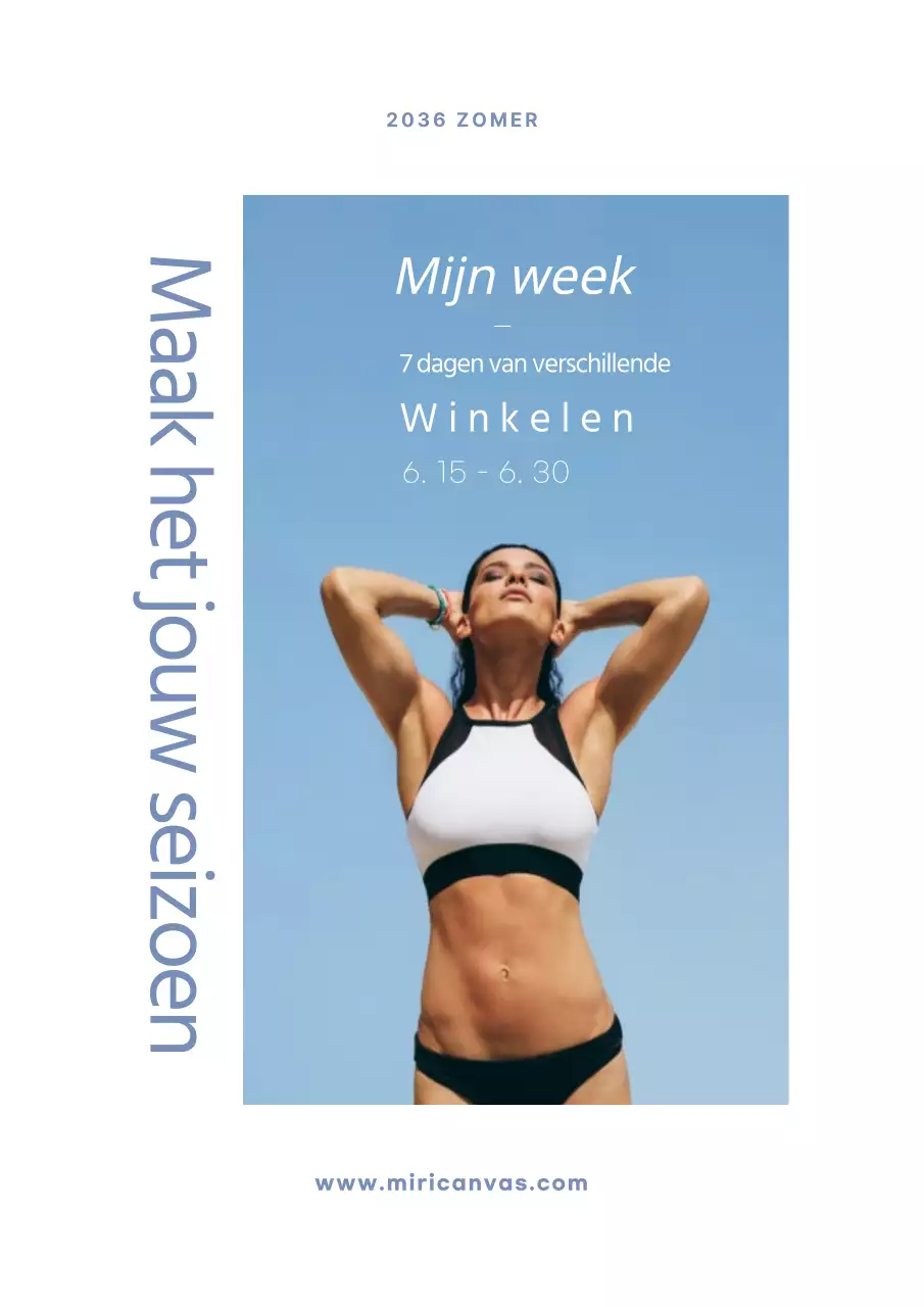 Eenvoudige witte poster ter promotie van een zomerweekactie