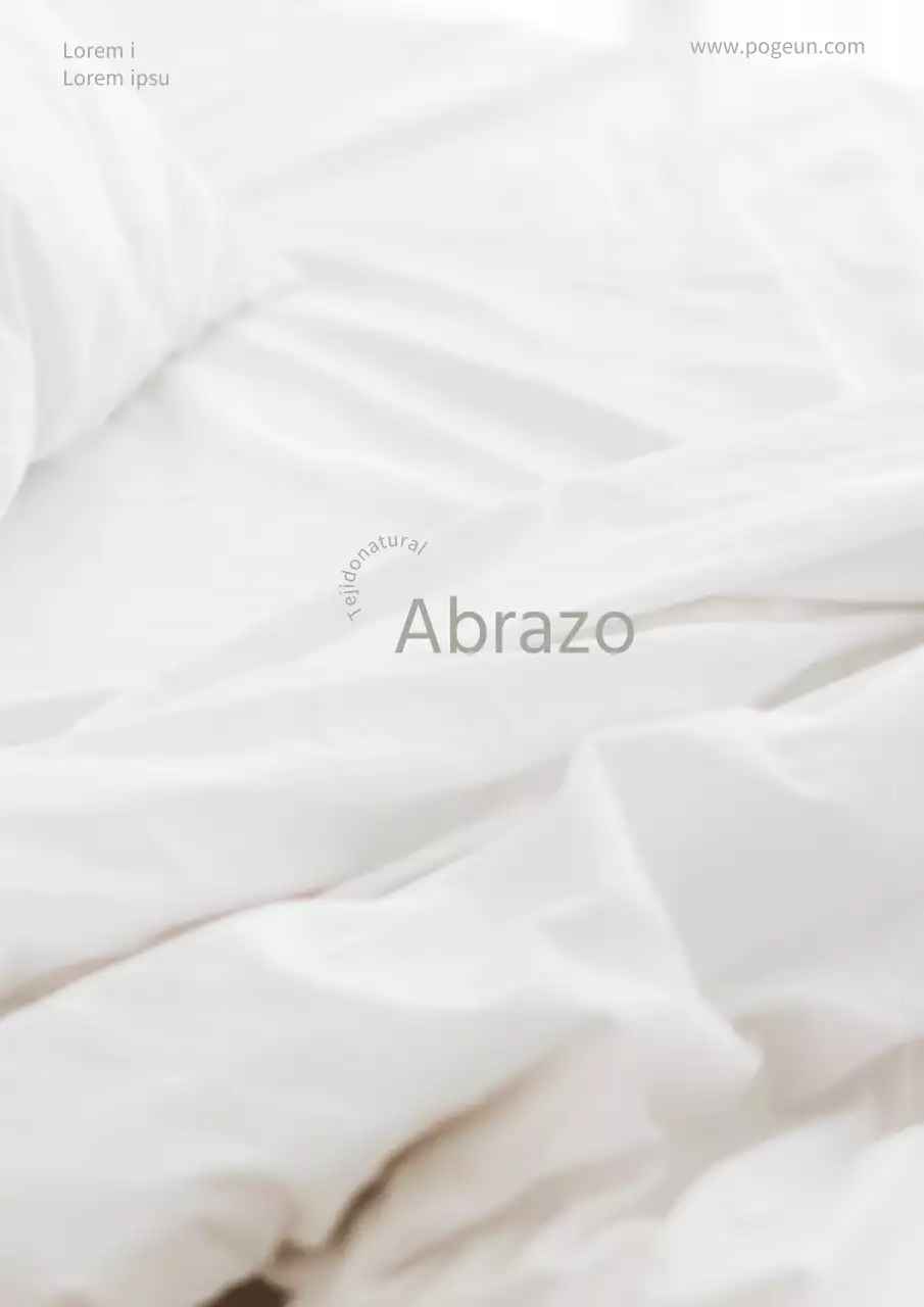 Elegante postal promocional de ropa de cama en tonos blancos
