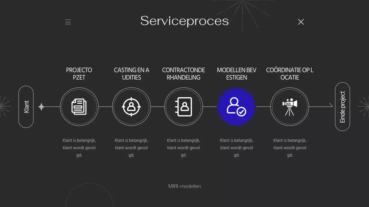 Portfolio met eenvoudige lijnen met paarse accenten op een zwarte achtergrond
