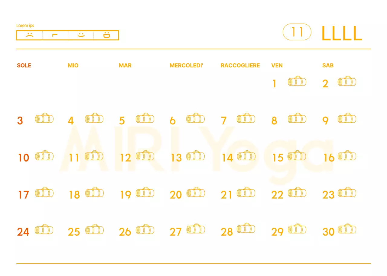 Calendari arancioni da regalare per promuovere il vostro studio di yoga