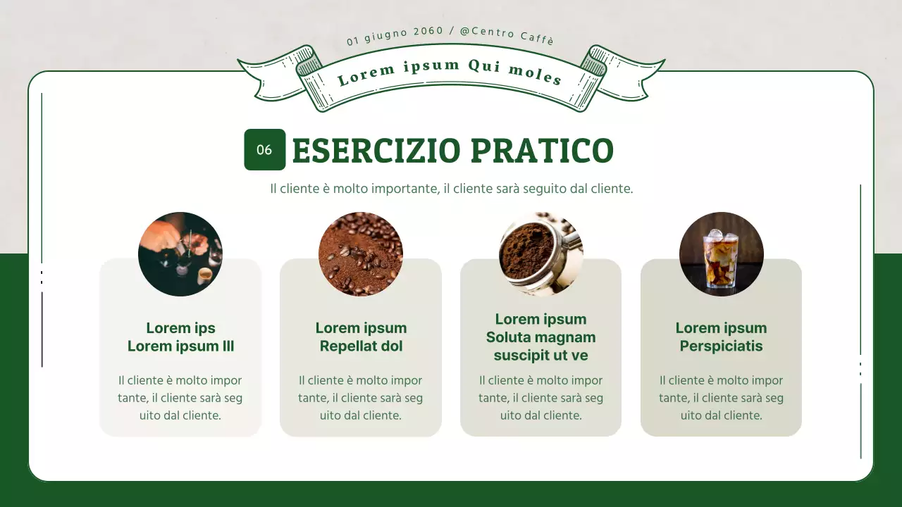 Formazione per baristi con illustrazioni verdi in 3D