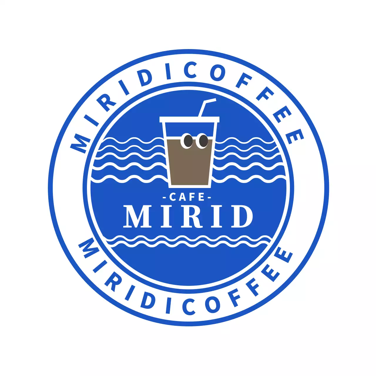 Blaue niedliche Kaffee Illustration Café Logo Untersetzer für Cafe