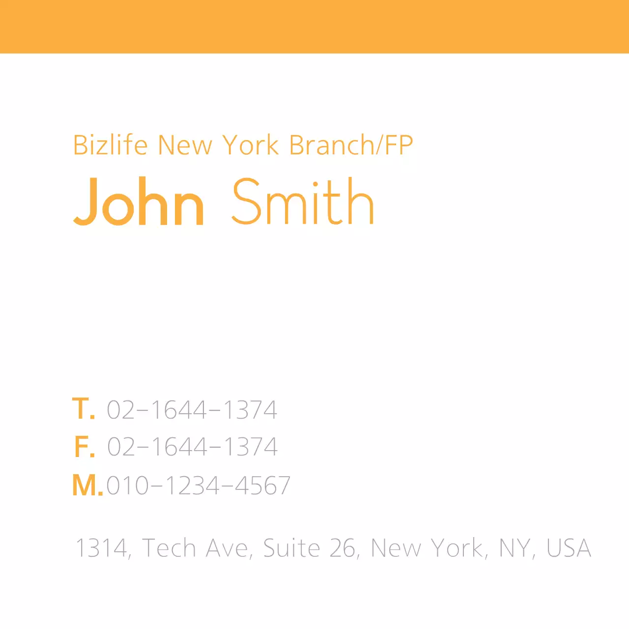 Orange Minimal Business Card Banner