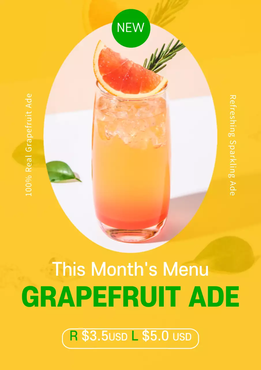 Yellow Modern Drink Promotion Poster