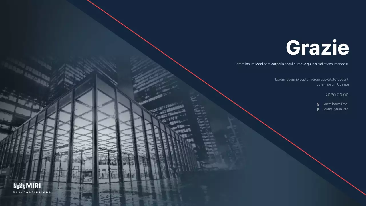 Il brief aziendale di un'impresa di costruzioni per un investimento con un accento di colore navy e rosso pulito