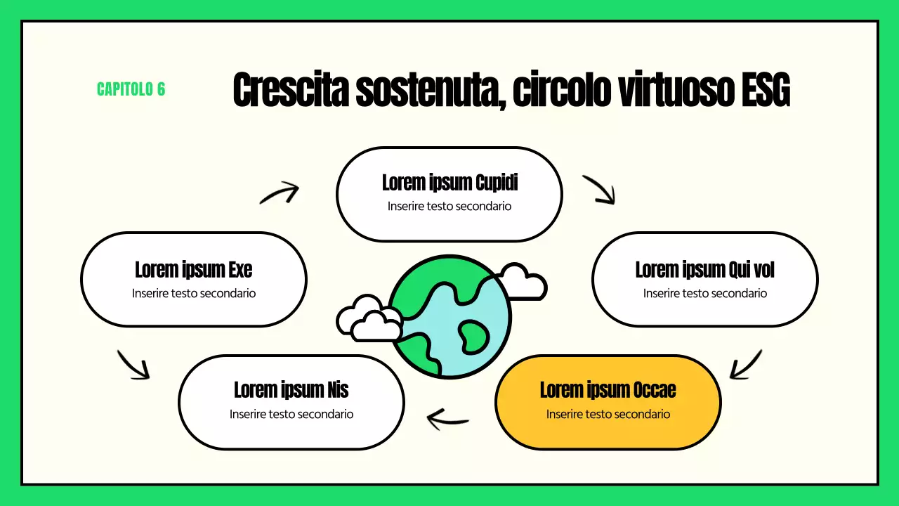 Illustrazioni simpatiche con accenti verdi e gialli Azione ESG e cambiamento climatico