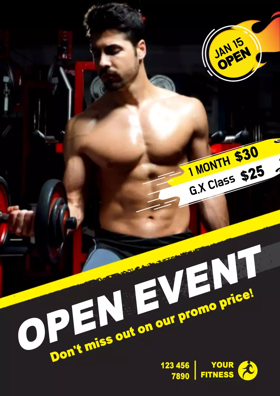 Black Modern Fitness Promotion Poster
