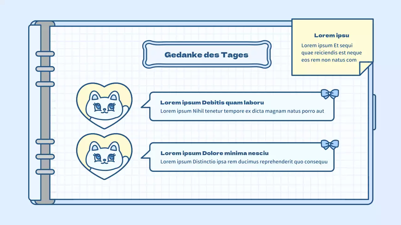 Niedliches Tagebuch-Konzept-Präsentationskit in Hellblau und Grün